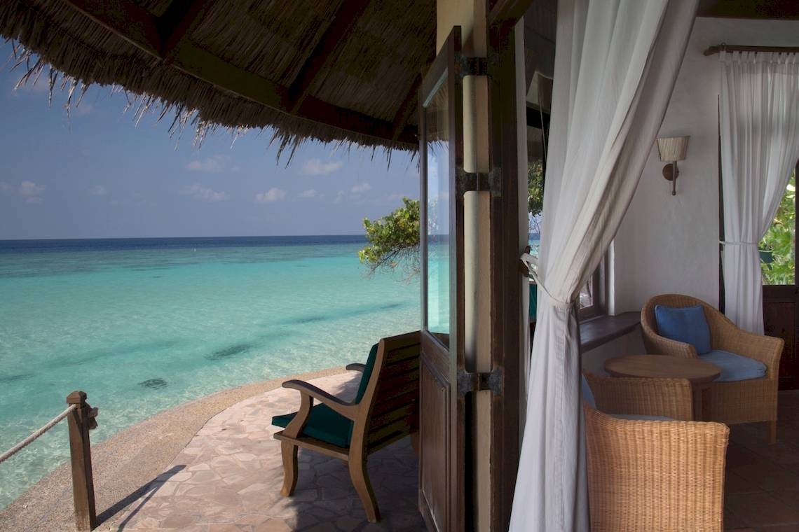 Aussicht auf das Meer vom Coco Palm Dhuni Kolhu Hotel.