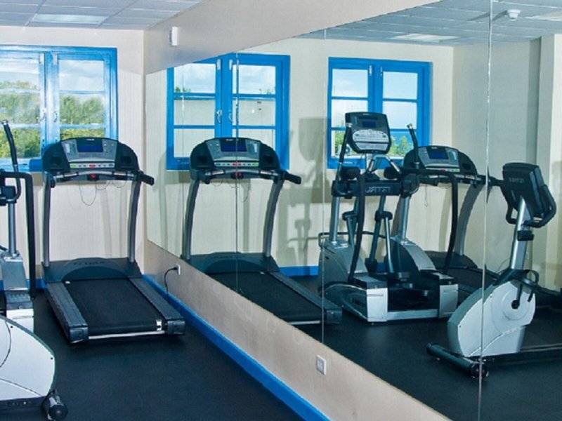 Fitnessraum im Rostrevor Hotel mit Laufbändern und einem Fahrrad