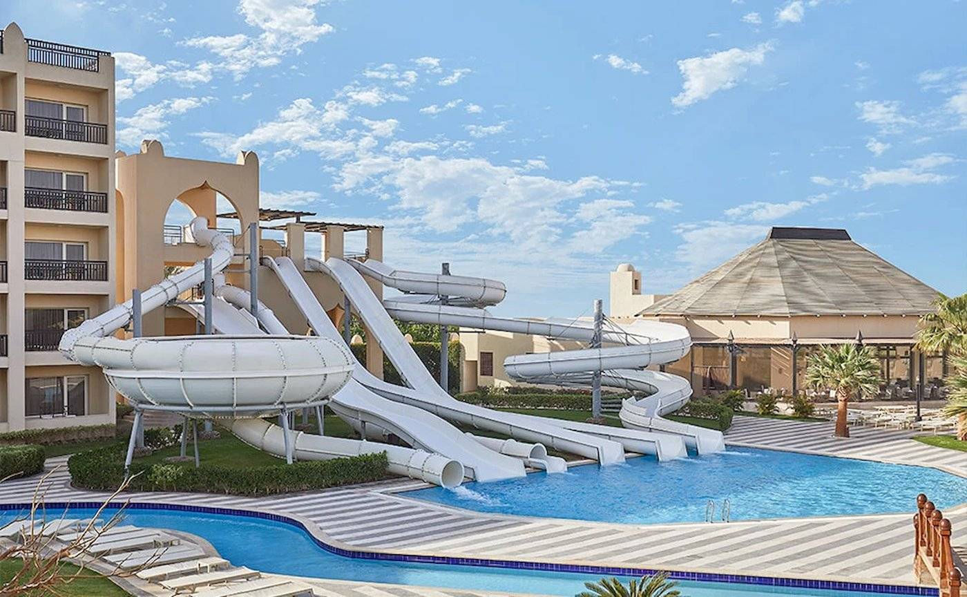 Wasserrutschen im Steigenberger Aqua Magic Hotel.