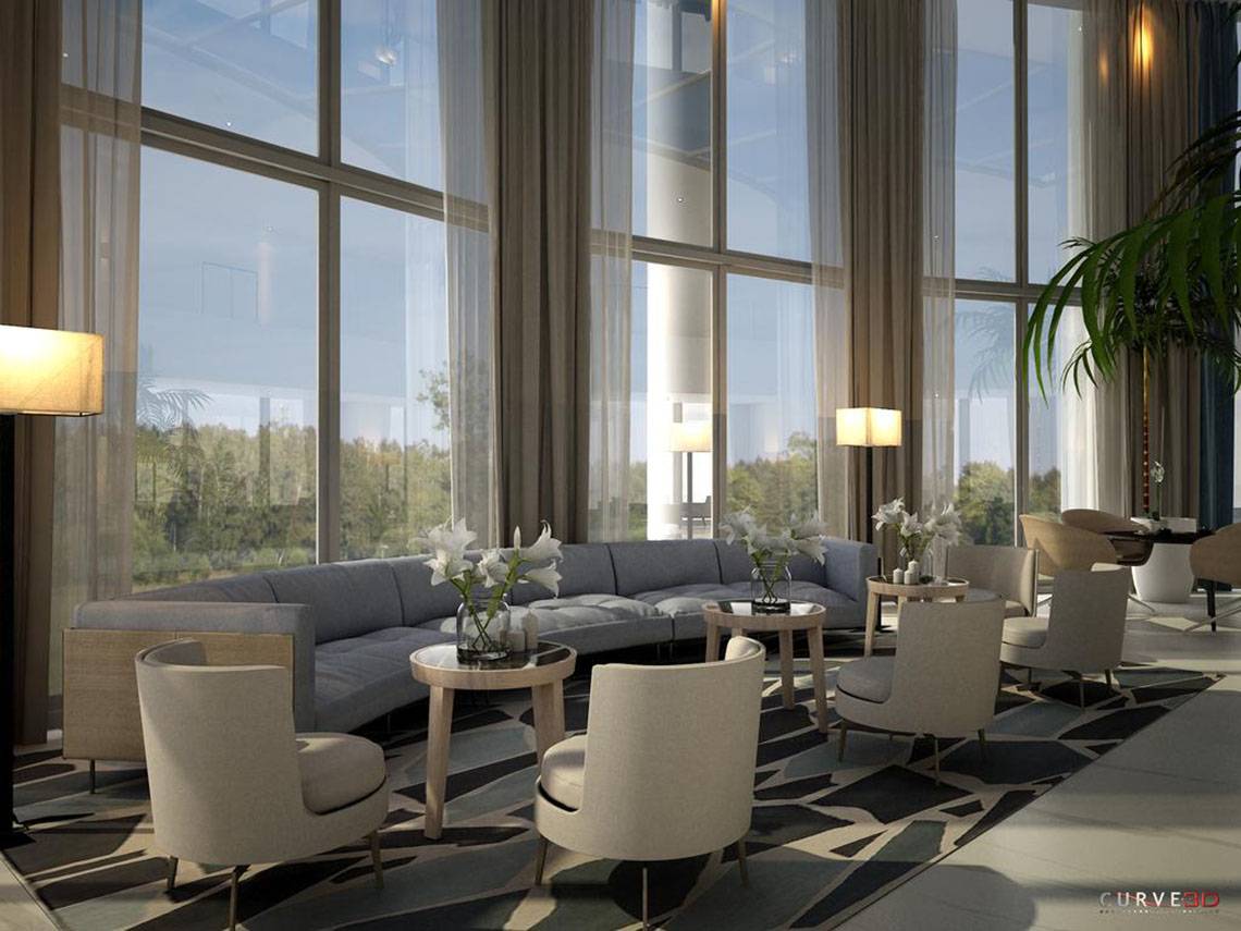 Loungebereich des NissiBlu Beach Resort mit Sofas, Tischen und Pflanzen