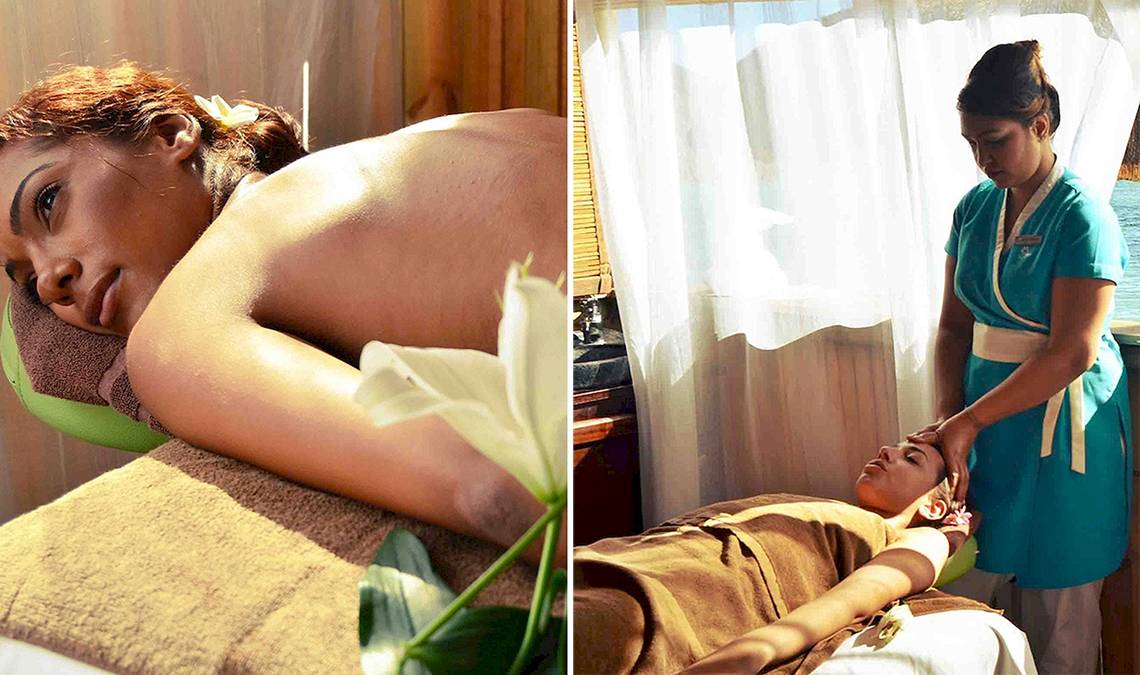 Spa-Massage im Pearle Beach Resort & Spa mit Blick aufs Meer
