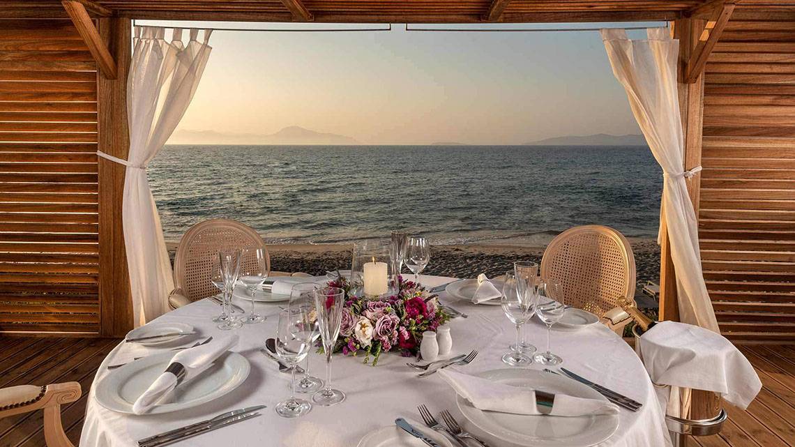 Neptune Hotels Resort in Kos, Restaurant am Meer