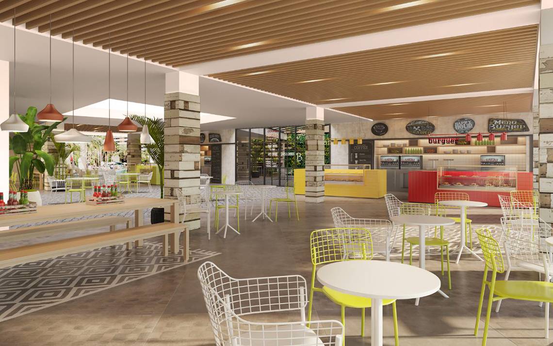 Innenbereich des Abora Buenaventura Hotels mit Café, Tischen und Stühlen.