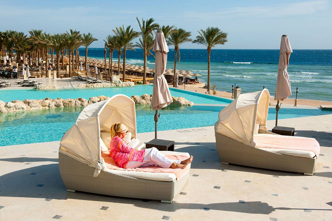 Makadi Spa Hotel in Hurghada Ägypten, Sonnenliegen, Pool, Meer
