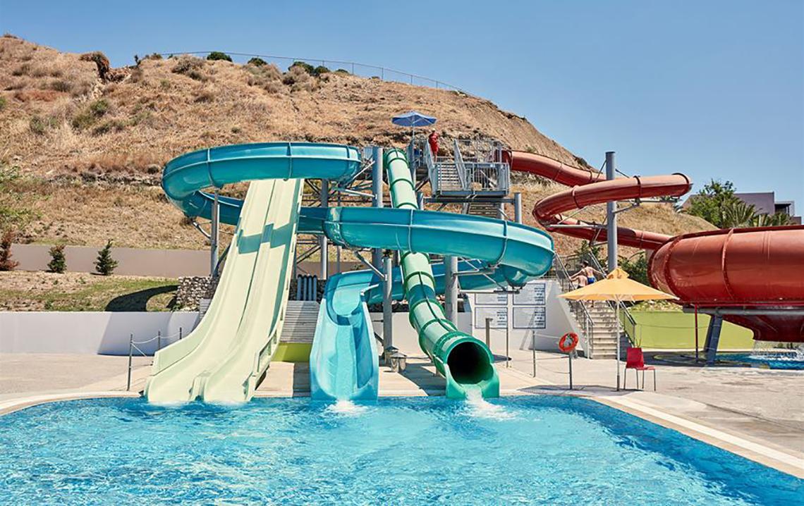 Wasserrutschen im Hotel Atlantica Mikri Poli Kos auf der Insel Kos.