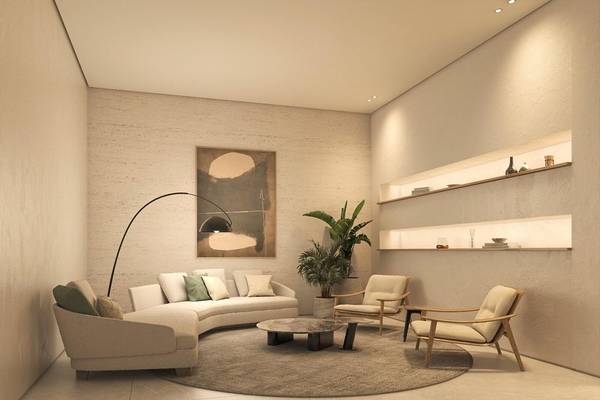 Wohnbereich des Jaz Elite Amara Hotels mit moderner Einrichtung und zentralem Couch.