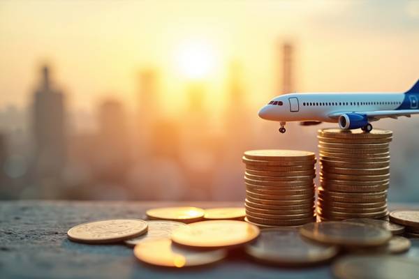 Grafik eines Miniaturflugzeugs auf Münzen