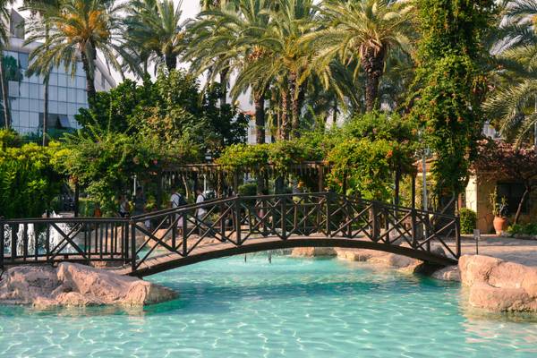 Hotelpool mit Palmen