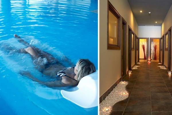 Flur im Atrium Prestige Thalasso Spa Resort & Villas mit dekorativen Kerzen und Fliesenboden