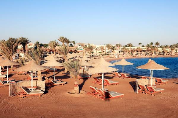 Labranda Club Makadi Strand mit Palmen und Liegen