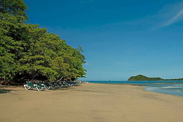 Strand mit Sonnenliegen am Occidental Papagayo Hotel
