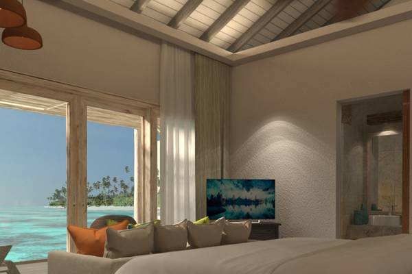 Schlafzimmer mit Meerblick im Hotel You & Me Maldives