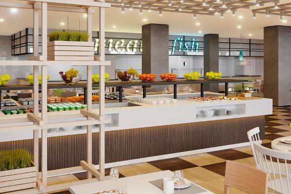 Buffetbereich im Abora Interclub Atlantic Hotel mit Obst und Gemüse.