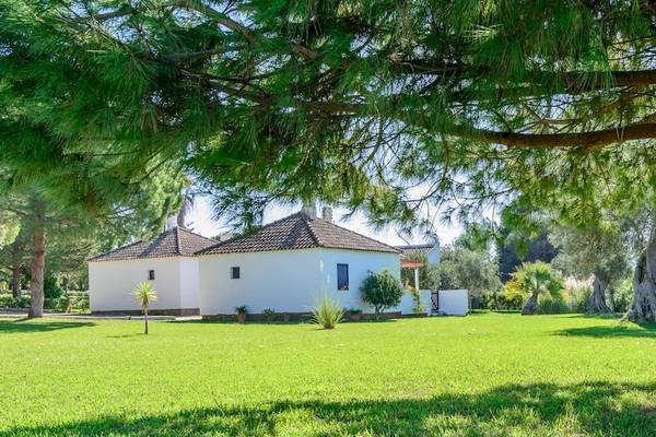 Villa im Pedras da Rainha Resort mit grüner Wiese und großen Bäumen