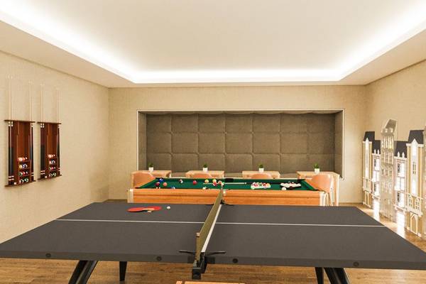 Spielzimmer im Arcanus Hotels Trendline Side mit Tischtennistisch und Billardtisch.