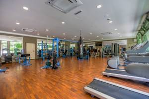 Fitnesscenter im VONRESORT Golden Coast mit Laufband, Boxsack und Hanteln