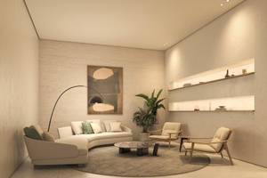 Wohnbereich des Jaz Elite Amara Hotels mit moderner Einrichtung und zentralem Couch.