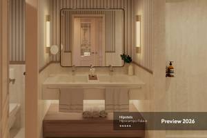 Hipotels Hipocampo Palace Schlafzimmer mit Balkon, Fernseher und Wohnzimmer