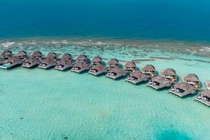 Uebersicht der Wasservillen im Nova Maldives Hotel
