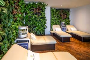Wellness-Bereich im Retreat Palm Dubai MGallery by Sofitel mit Pflanzenwänden und Liegen.