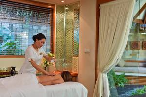 Massage im Baros Maldives Resort mit Blick auf die Natur