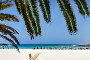 Mann am Strand vor dem Barcelo Fuerteventura Castillo Hotel