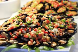 Buffet mit Muscheln im LABRANDA Playa Bonita Hotel.