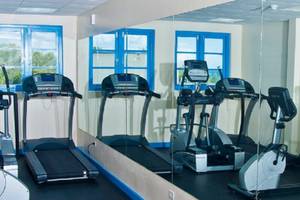Fitnessraum im Rostrevor Hotel mit Laufbändern und einem Fahrrad
